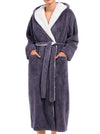 Robes for Women Reversible Fleece Robe Shu Velveteen Bathrobe with Hood