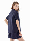 Pajama Set For Women Cotton Short Sleeve Button-Down Loungewear