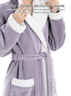 Robes for Women Hooded Bathrobe Velveteen Fleece Robe