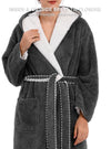 Robes for Women Reversible Fleece Robe Shu Velveteen Bathrobe with Hood