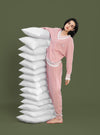 Pajama Set For Women Long Sleeve Fleece V Neck Sleepwear